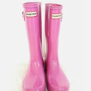 Hunter Boots Hot Pink Gloss Girl's (Youth) Size 3